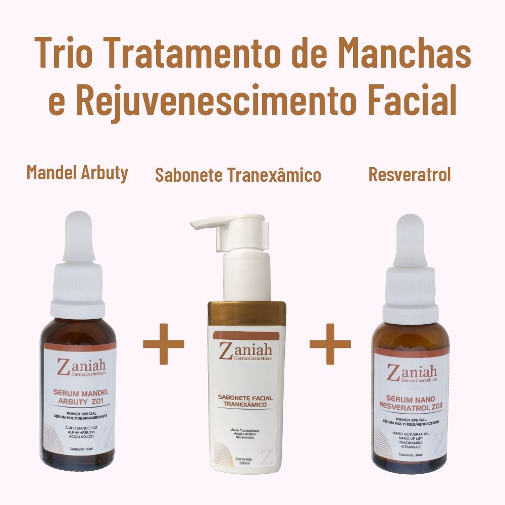 Kit-Z16 – Clareador de Manchas-Trio-Tranexamico-Mandel-e-Resveratrol